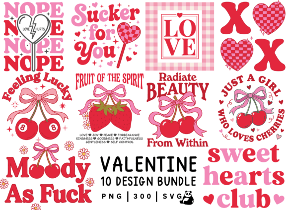 Download Trendy Valentine Png Svg Design Bundle - Premium Bundle